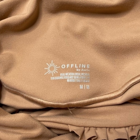 OFFLINE By Aerie Real Me Xtra 7/8 Legging Tan Hi-Rise Ruffle Crossover Design M - Picture 3 of 6